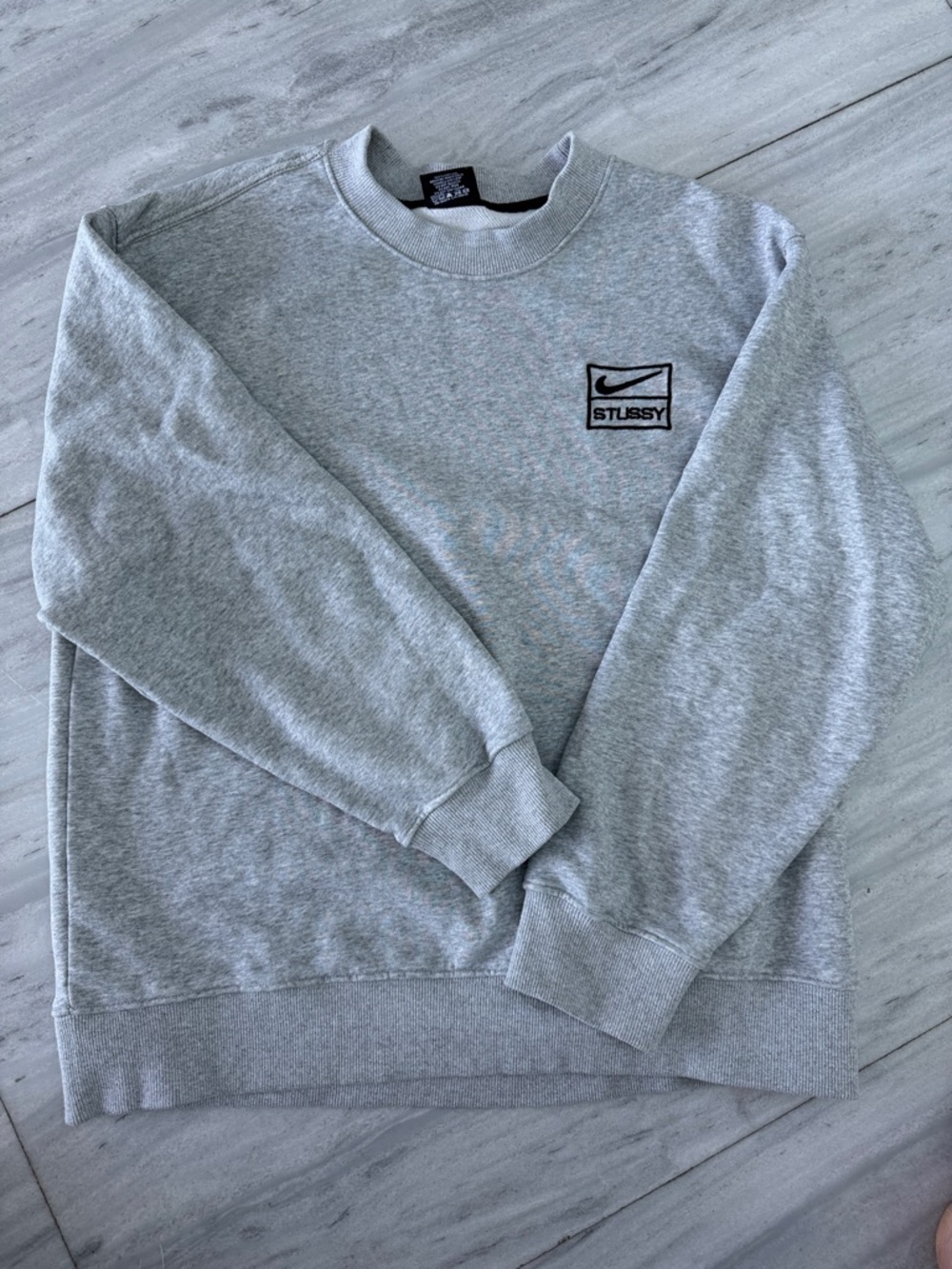 Stussy / Nike collab - Light Gray Crewneck Sweatshirt with Chest Logo
